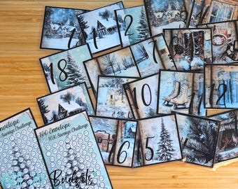 100 Envelope Challenge Box | Money Saving Challenge | Junk Journal Christmas Savings Kit