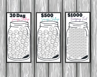 Mini Savings Challenge Trackers Fits A6 Budget Binders | Savings Challenge Bundle | Savings Jar