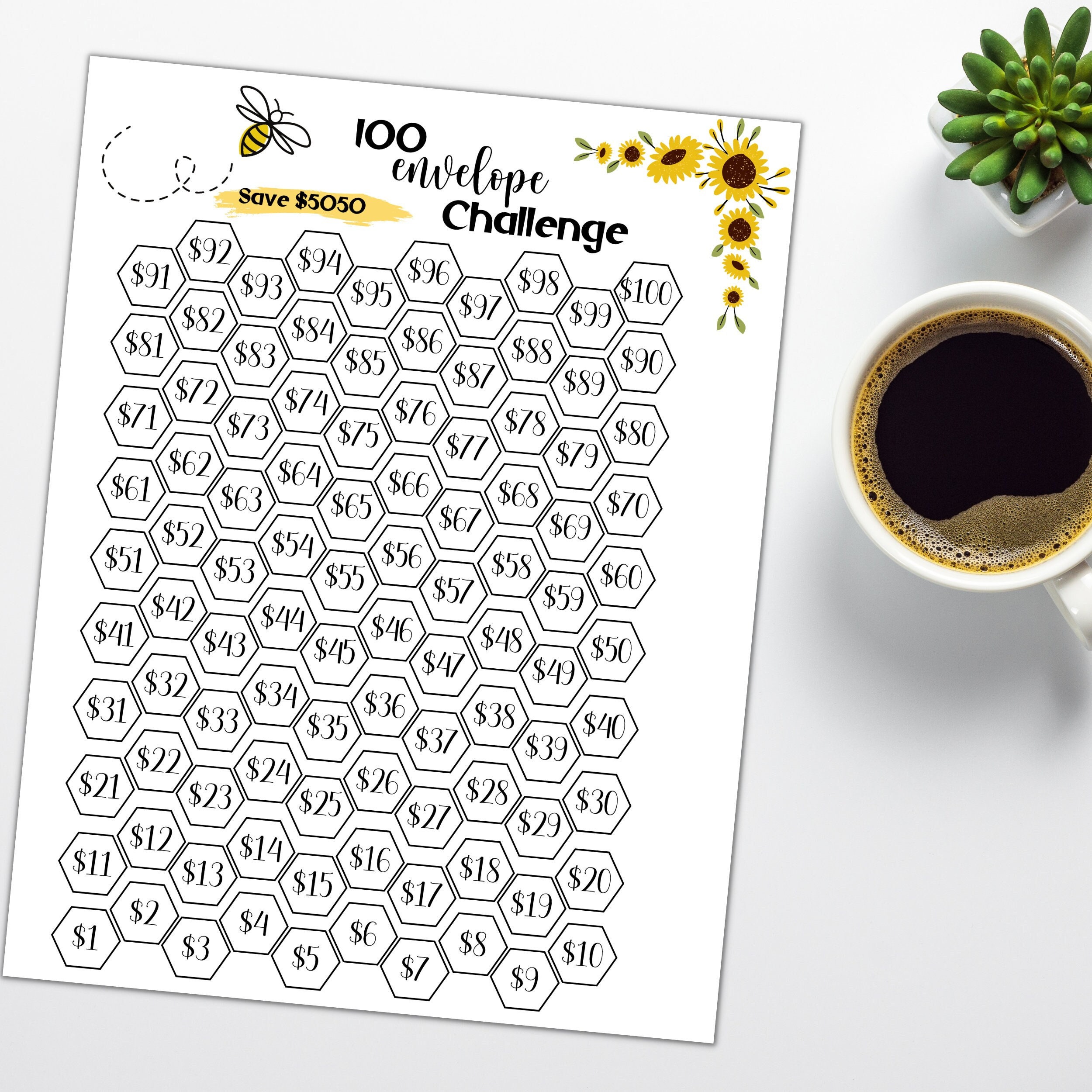 Printable 100 Envelope Savings Challenge Tracker Savings Etsy