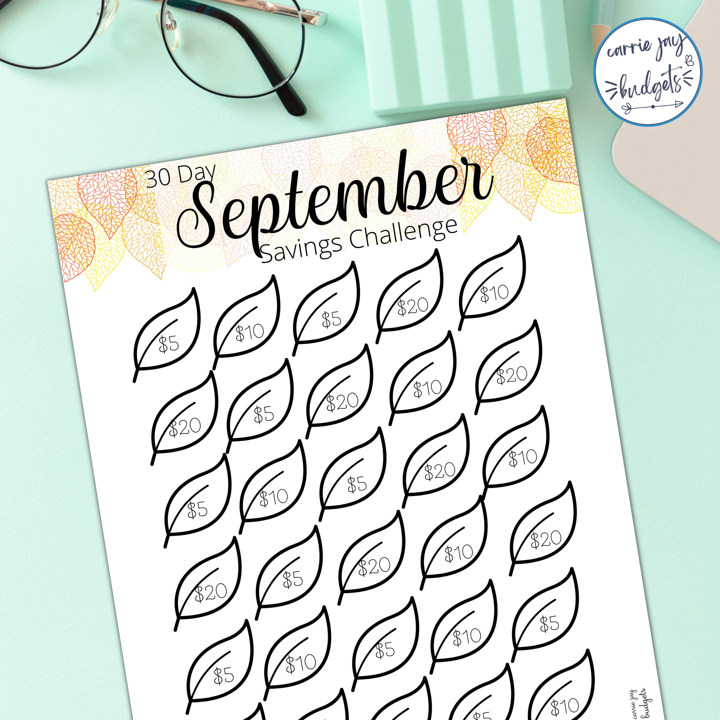30 Day September Savings Challenge Printable Goal and Guide Etsy UK