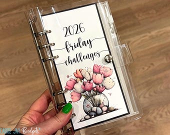 2026 Friday Monthly Savings Challenge Trackers Set of 12 Whimsical Floral | Savings Challenge Starter Set  | Trackers and Envelopes Only