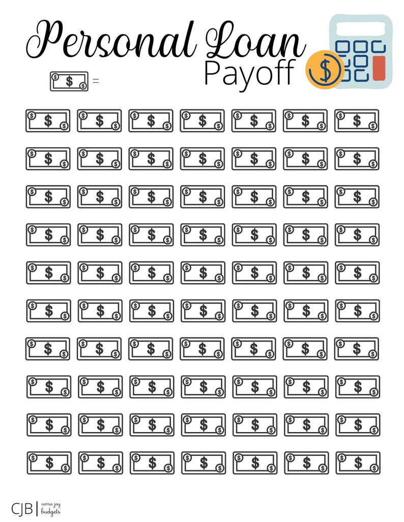Personal Loan Payoff Printable Tracker Printable Goal Money - Etsy