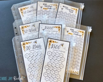 Mini Savings Challenge Trackers Set of 9 or 12 | Savings Challenge Starter Set  | Savings Challenge Bundle | Trackers and Envelopes Only