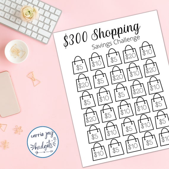Shopping Savings Challenge Printable Goal and Guide Money Etsy