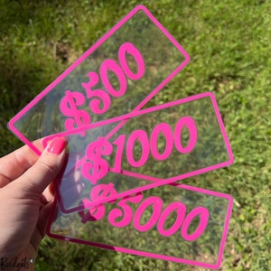 Retro Cash Stuffing Placeholder Slips Laminated Vinyl 50/100/1K/5K/10K | Cash Budgeting | Savings Challenge | Sinking Funds