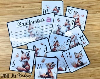 Fox Randomizer Game | Randomizer Challenges | Cash Stuffing | Placement Cards and Dice | Laminated Savings Challenge