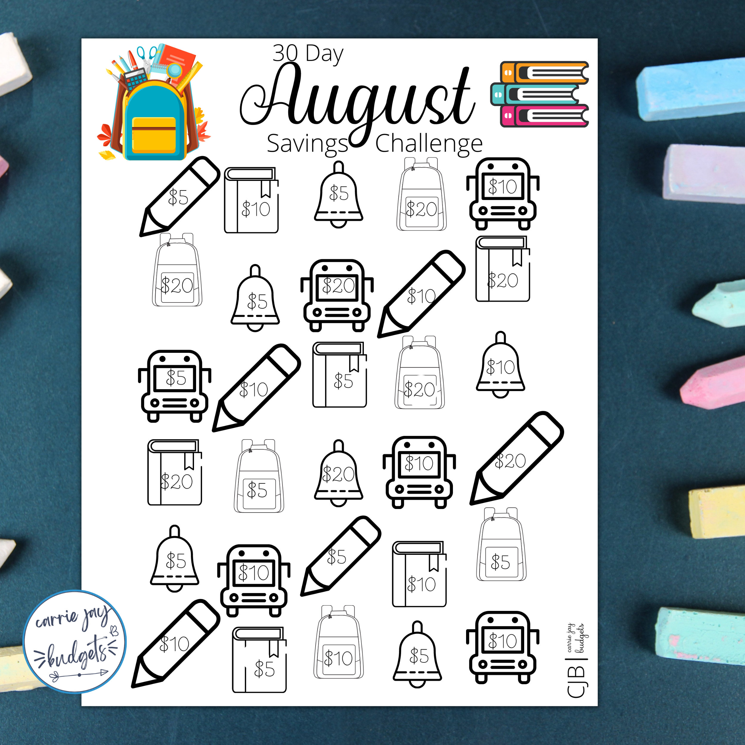 30 Day August Savings Challenge Printable Goal and Guide Etsy