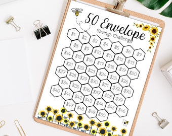 50 Envelope Savings Challenge Tracker, Savings Goal, Money Challenge, Budget Tracker, Dave Ramsey, Financial Freedom