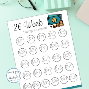 26 Week Savings Challenge, Printable Goal and Guide, Money Savings ...