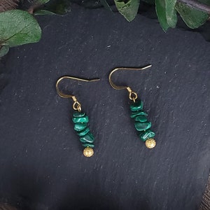 Malachite Earrings - Gold