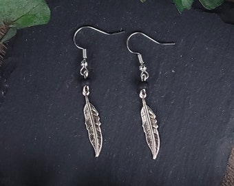 Silver Feather Earrings - Silver Plated