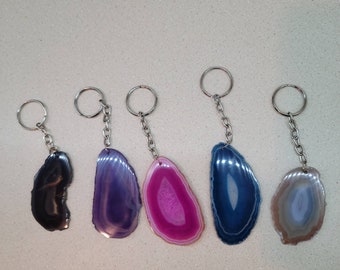 Agate Slice Keychain - Various Colors