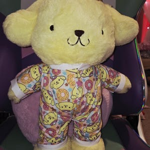 Outfit Only - Yellow Dog Donut Sleeper Kawaii Kitty Bunny Outfit for Stuffed Animals Build Bears Custom PJs Desert