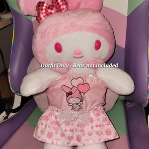 Outfit Only - CHOOSE OPTIONS - Kuro Bunny Cute Kawaii Kitty Outfit for Stuffed Animals Build Bears Skull Logo Custom Embroidery Valentine