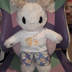 Outfit Only - Sky Puppy Moth PJ Mothman Friends Cryptids Outfit Gift for Stuffed Animals Build Bears Custom Embroidery Kawaii Heart Coquette