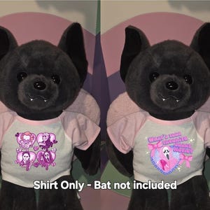 Outfit Only - Horror Friends Scary Halloween Outfit Tshirt Gift for Stuffed Animal Build Bears Custom Teddy Bear Goth Emo Summerween Bat