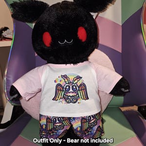 Outfit Only - Rainbow Moth Cute PJs Kawaii Kitty Bunny Outfit for Stuffed Animals Build Bears Custom  Plush Cryptids Pride LGBTQ