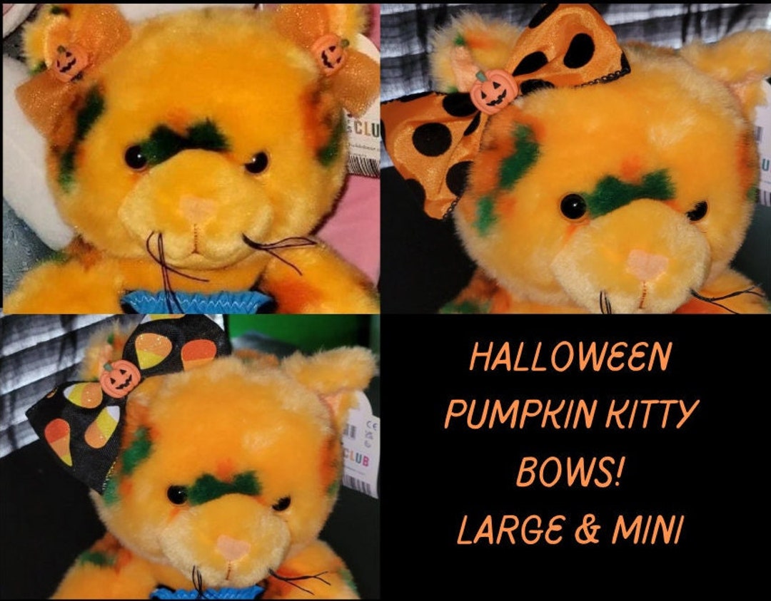 Pumpkin Kitty Cat Build Bear Halloween Bows Ear Tie Etsy