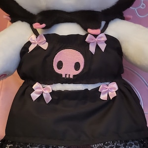 Clothes only- Kuro Cute Kawaii Kitty Bunny Devil   Outfit for Stuffed Animals Build Bears Skull Logo Custom Embroidery Lolita Gothic Lace