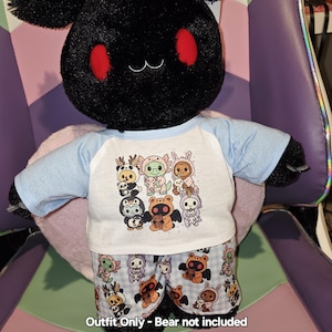 Outfit Only - Moth Mothman Cryptids PJs Sleeper Emo Goth Build Bear Stuffed Animal Plush Custom Clothes Cuddly Onesie Kawaii Bigfoot Nessie