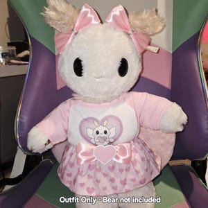 Outfit Only - Sky Puppy Moth Mothman Friends Cryptids Outfit Gift for Stuffed Animals Build Bears Custom Embroidery Kawaii Heart Coquette