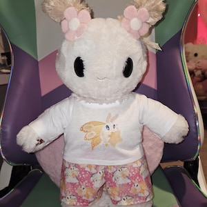 Outfit Only - Sky Puppy Moth PJ Mothman Friends Cryptids Outfit Gift for Stuffed Animals Build Bears Custom Embroidery Kawaii Heart Coquette