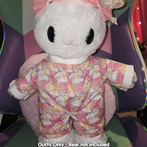 Outfit Only - Sky Puppy Moth Cryptids  Sleeper Kawaii Kitty Bunny Outfit for Stuffed Animals Build Bears Pink Hearts Cute Mothman Plush
