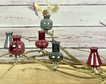 Grey and Red Glass Mini Clip Vases in 3 Designs