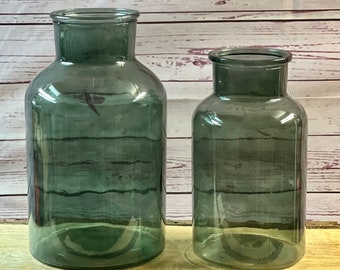 Large Olive Green Glass Bottle Vase in two sizes