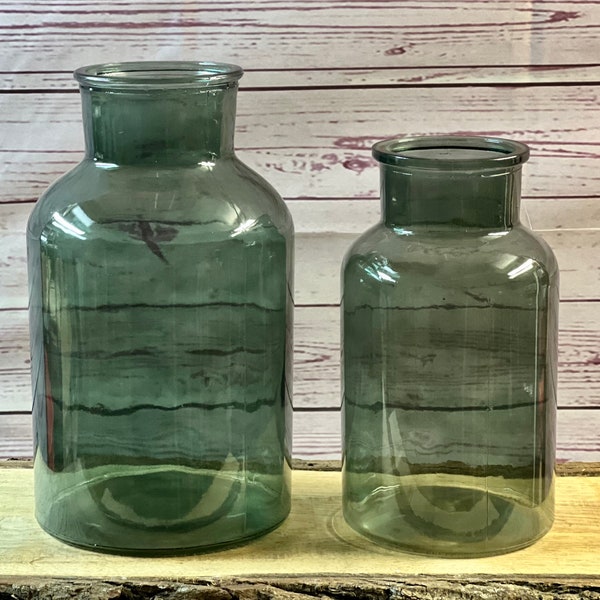 Large Olive Green Glass Bottle Vase in two sizes