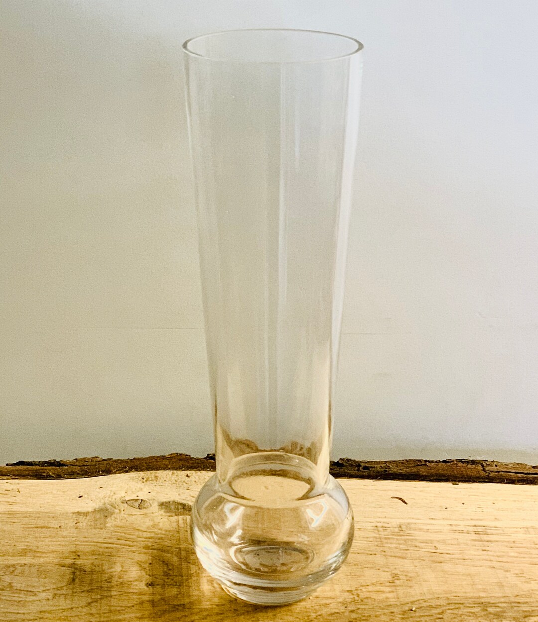 Tall Clear Glass Vase With Bulb Base Etsy UK