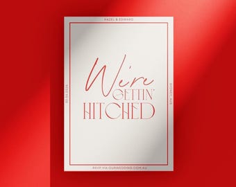 Red Double Border Wedding Invitation Portrait 5x7" - Canva Template