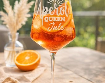 Aperol Queen wine glass by Leonardo Puccini / Personalized with name as high-quality engraving / Cocktail, summer