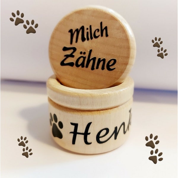 personalisierte Milchzahndose für Welpen / Hunde