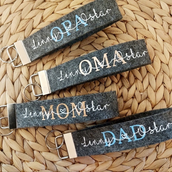 StoffJuLe Schlüsselanhänger aus Filz personalisiert  / Oma / Opa / Mama / Papa