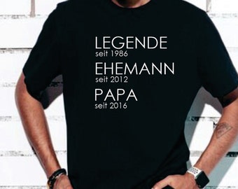 StoffJuLe Herren-Shirt "Legende Ehemann Papa" mit Jahreszahl personalisiert versch. Farben  Ideal zu Vatertag
