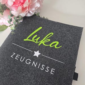 Zeugnishülle / Zeugnismappe personalisiert "Stern" verschiedene Farben