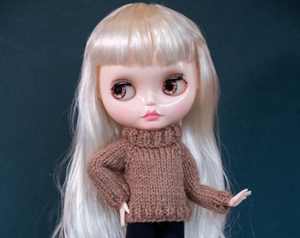 Knitted turtle neck/polo neck jumper for 30cm Blythe - finished products