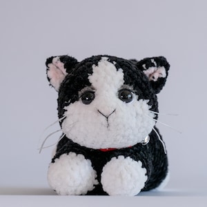 Crochet tuxedo cat - black and white cat - stuffed toy - plush