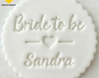 Bride to be Fondant Stamp – Personalized Hen Party Cookie Stamp with Name or Date | Hen Party | Wedding Cookies