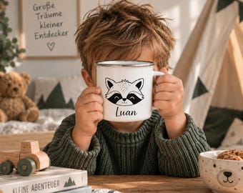 Personalized enamel mug for children with animal motif | Children's mug with name | Gift for birth | Birthday | Kindergarten