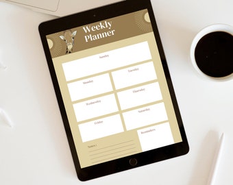 Digital, PDF and Printable Weekly Planner organiser