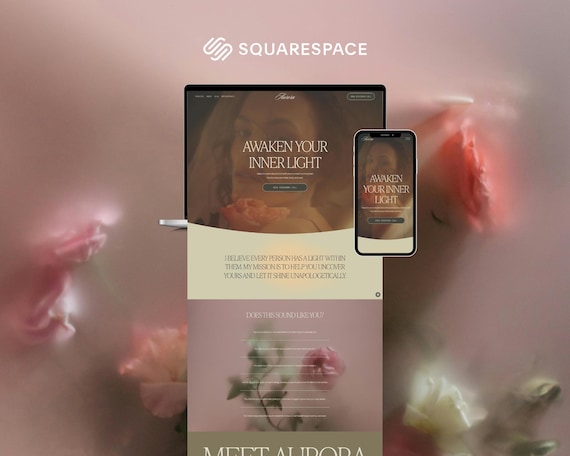 Spiritual Squarespace Website Template Healers & Coaches | Feminine Ethereal Website | No Code | Beginner Friendly