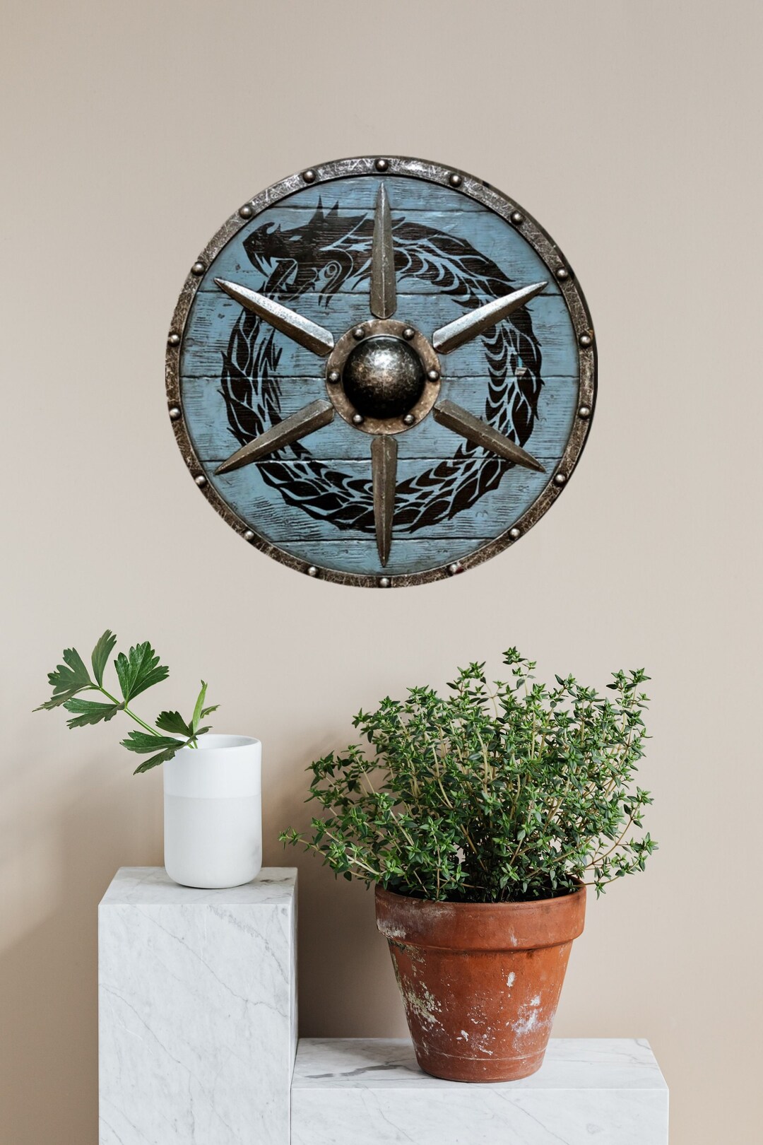 Viking Shield Wall Decor Viking Round Shield Functional Etsy