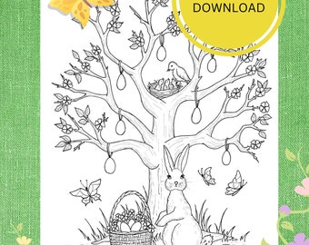 Kleurplaat paasboom: kunstzinnige therapie (pdf/JPG)
