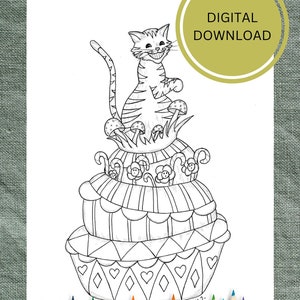 Cheshire cat coloring page. Printable coloring page. Coloring page for kids and adults.