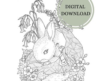 Fairy Healer/Instant Download Coloring Page for Adults and Kids