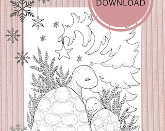 Kleurplaat I Love You Mommy Turtle: handgemaakte tekening (pdf/JPG)