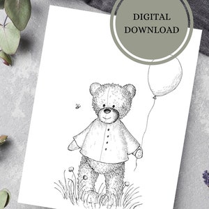Teddy Bear Coloring Page/instant Download Coloring Page