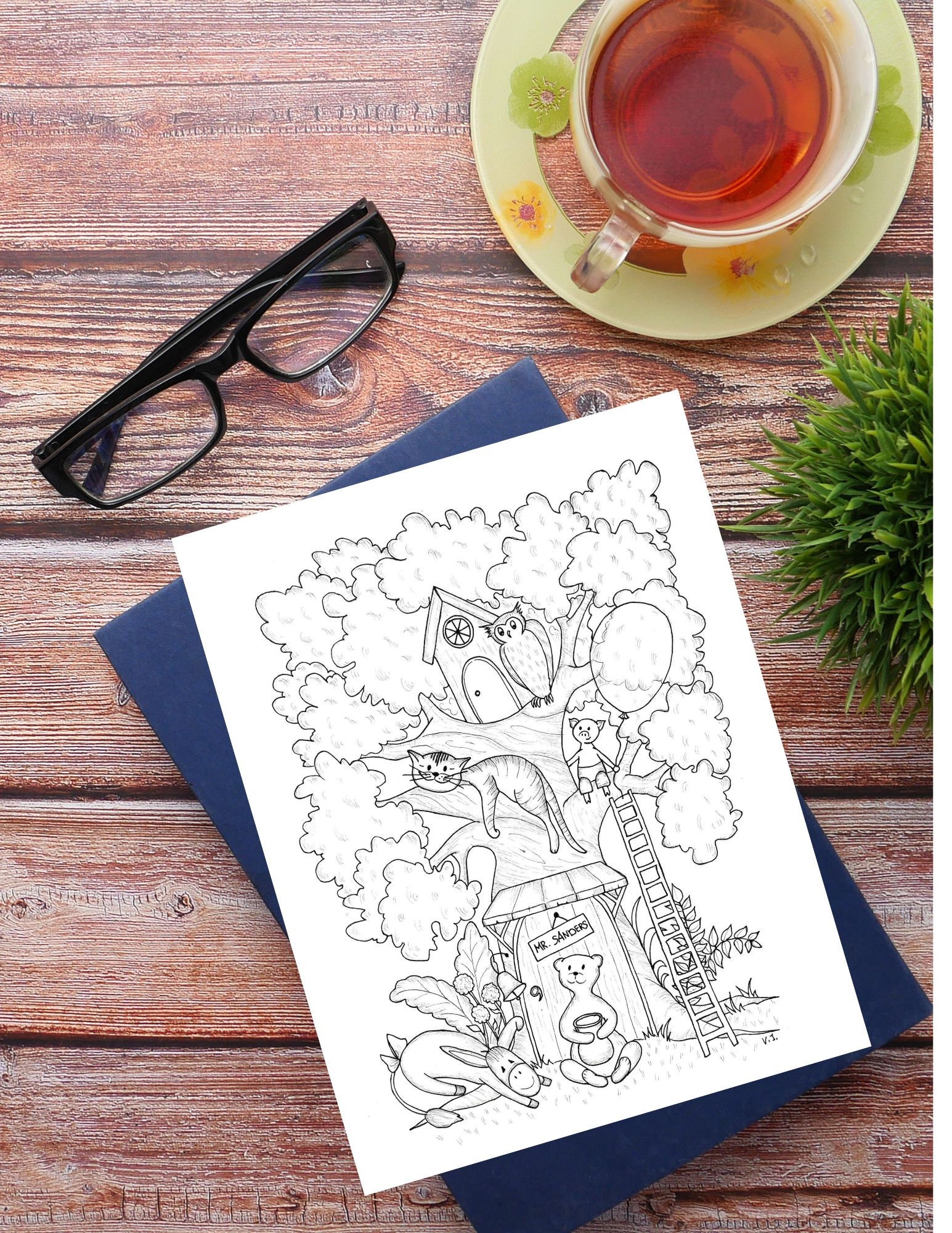 Winnie the Pooh Coloring Page: Handmade Kids \u0026 Adults Activity (PDF) - Etsy, image size:1545x2000